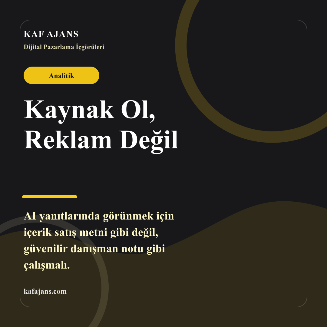 Kaynak Ol, Reklam Değil