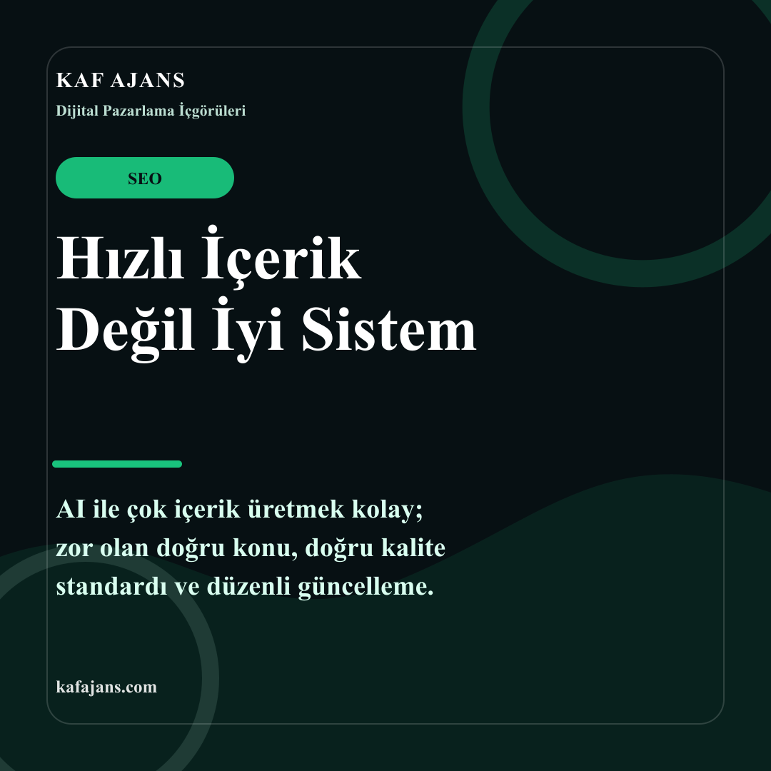 Hızlı İçerik Değil İyi Sistem
